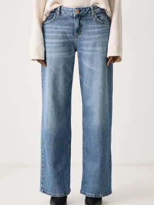 Guess jeansy wide leg damskie niebieski