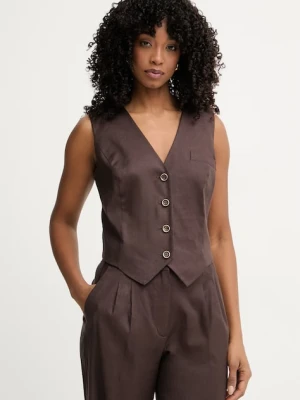 Guess kamizelka jednorzędowa damska z lnem CARLA