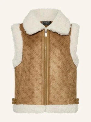 Guess Kamizelka Z Pluszowym Materiałem braun