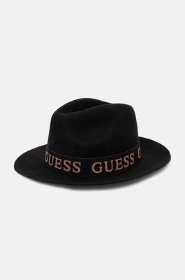 Guess kapelusz wełniany FEDORA kolor czarny wełniany AW5162 WOL03