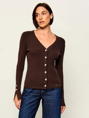 GUESS Kardigan Ellie | Slim Fit brązowy