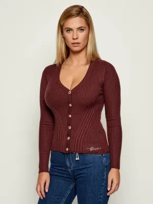 GUESS Kardigan JULIA | Slim Fit | z dodatkiem jedwabiu i kaszmiru