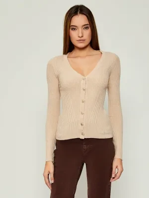 GUESS Kardigan JULIA | Slim Fit | z dodatkiem jedwabiu i kaszmiru