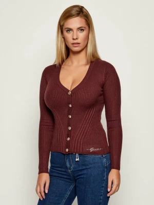 GUESS Kardigan JULIA | Slim Fit | z dodatkiem jedwabiu i kaszmiru