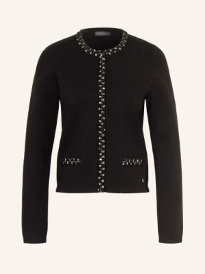 Guess Kardigan Z Ozdobnymi Kamykami I Perełkami schwarz