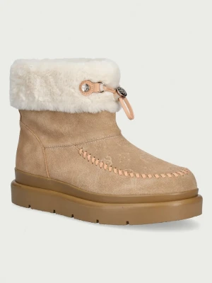 Guess KENTA śniegowce damskie zamszowe beżowy