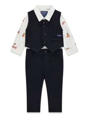 Guess Komplet koszula, kamizelka i spodnie materiałowe I6BG05 K6216 Granatowy Regular Fit