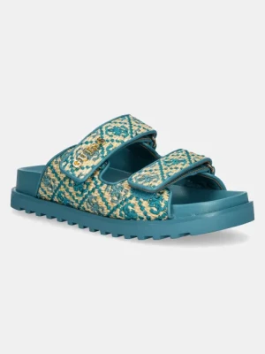 Guess klapki FADELIZZ damskie kolor turkusowy FLJFZZ FAB19