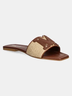 Guess klapki RAMADA RAFIA SLIDE damskie kolor brązowy 5GGZ39 7329A