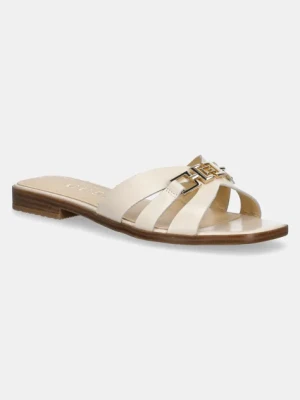 Zdjęcie produktu Guess klapki skórzane REALLA damskie kolor beżowy FLJRLL LEA19