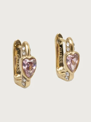 Guess kolczyki damskie ze stali nierdzewnej z cyrkonią CRYSTAL LOVE złoty