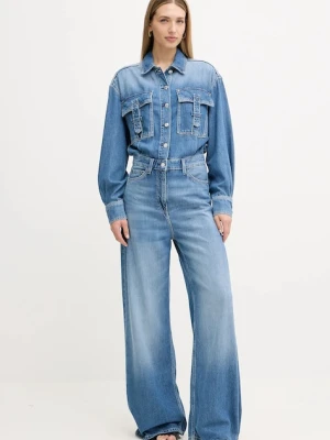 Guess kombinezon jeansowy KINSLEY kolor niebieski z kołnierzykiemm W5YD58 D5B94