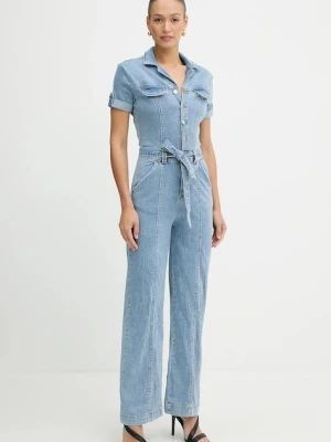 Guess kombinezon jeansowy PARKER kolor niebieski z kołnierzykiemm W5GD1B D5O90