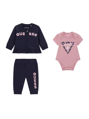 Guess Komplet bluza, body i spodnie dresowe S6YG10 K3951 Granatowy Regular Fit