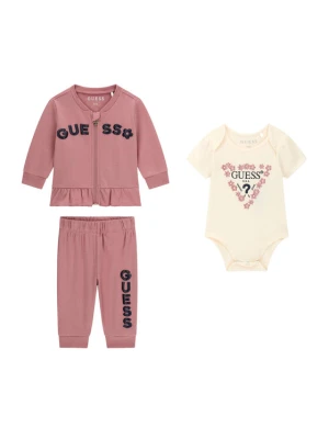 Guess Komplet bluza, body i spodnie dresowe S6YG10 K3951 Różowy Regular Fit
