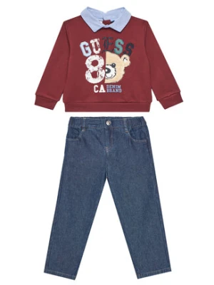 Guess Komplet bluza i spodnie materiałowe N5YG13 KAX74 Bordowy Regular Fit