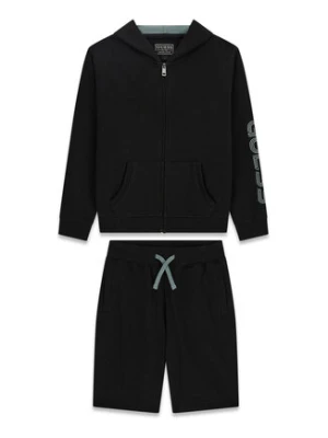 Guess Komplet bluza i szorty sportowe L6GG00 KA6R4 Czarny Regular Fit