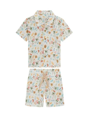 Guess Komplet koszula i szorty materiałowe I6GG09 WO730 Kremowy Regular Fit