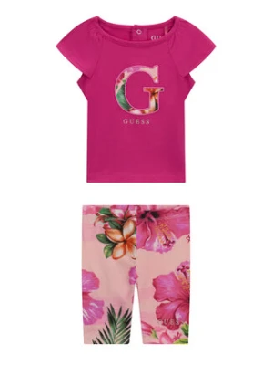 Guess Komplet t-shirt i legginsy A6GG05 K6YW4 Różowy ciemny Regular Fit