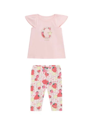 Guess Komplet t-shirt i legginsy K6GG01 K6YW4 Różowy Regular Fit