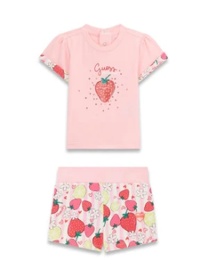 Guess Komplet t-shirt i spodenki A6GG01 K6YW4 Różowy Regular Fit