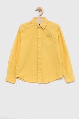 Guess koszula bawełniana dziecięca kolor żółty