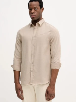 Guess koszula bawełniana męska kolor beżowy regular z kołnierzykiem klasycznym M5BH26 W1961