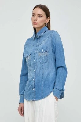 Guess koszula jeansowa EQUITY damska kolor niebieski regular z kołnierzykiem klasycznym W4RH76 D59K2 W4RH76 D59K2