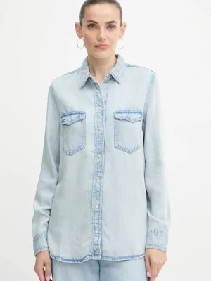 Guess koszula WESTERN damska kolor niebieski regular z kołnierzykiem klasycznym W5YH33 D4N61