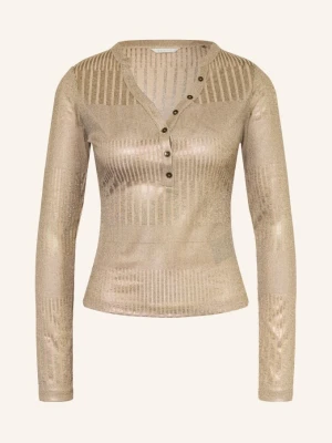 Guess Koszulka Henley Marilena Z Brokatową Przędzą beige ZŁOTY