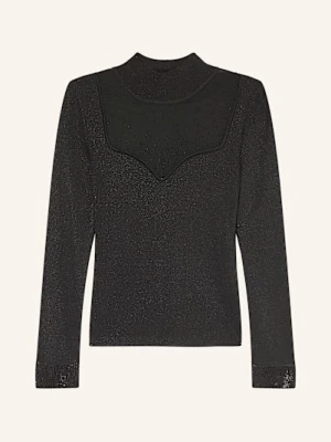 Guess Koszulka Z Długim Rękawem, Siateczką I Kamykami Ozdobnymi schwarz