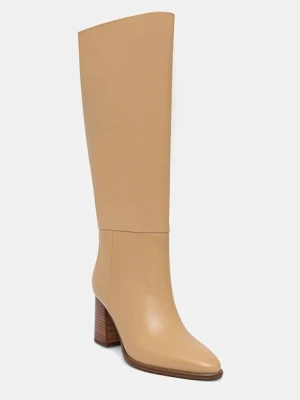 Guess kozaki skórzane PERINNA damskie kolor beżowy na słupku FLFPER LEA11