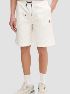 GUESS Kremowe męskie spodenki w monogram New Korbin, Rozmiar XL Beżowy