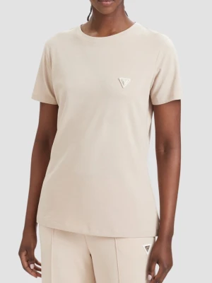 GUESS Kremowy damski t-shirt na krótki rękaw Colette, Rozmiar XL Beżowy