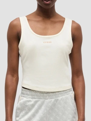 GUESS Kremowy damski tank top Circe, Rozmiar S Beżowy