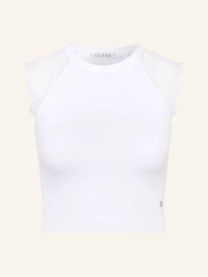 Guess Krótki Top Millie Z Koronką weiss