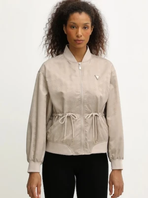Guess kurtka bomber AOP kolor beżowy przejściowa oversize V5YL11 WHFU0