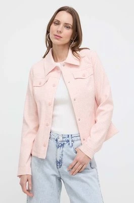 Guess kurtka koszulowa kolor różowy przejściowa