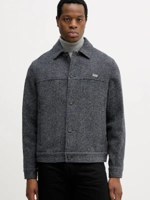 Guess kurtka z dodatkiem wełny HERRINGBONE kolor szary przejściowa M5BH88 KA680