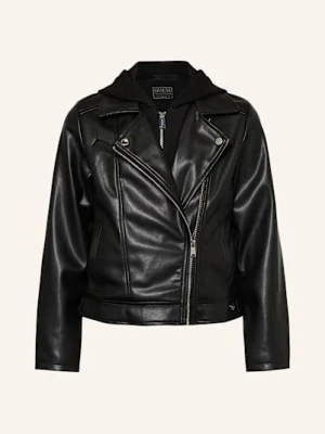 Guess Kurtka Z Imitacji Skóry schwarz