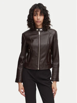 Guess Kurtka z imitacji skóry W6YL25 W2914 Brązowy ciemny Regular Fit