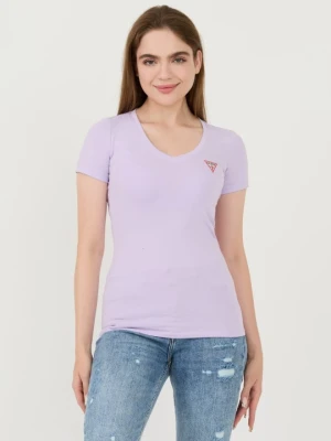 GUESS Lawendowy damski t-shirt Mini Triangle Tee, Rozmiar XS