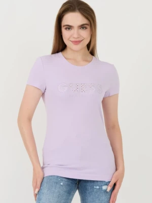 GUESS Lawendowy damski t-shirt Sangallo Tee, Rozmiar M