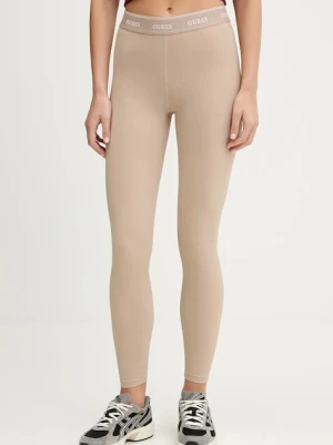 Guess legginsy ALBA damskie kolor beżowy gładkie V5BB06 K1942