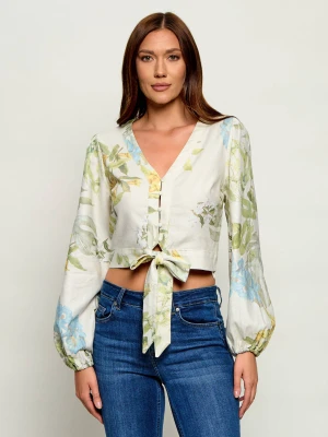 GUESS Lniana bluzka SHIRLEY | Cropped Fit