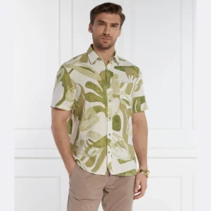 GUESS Lniana koszula SS COLLIN INSIDE PRI | Regular Fit