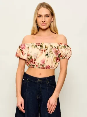 GUESS Lniany top RYAN | Cropped Fit
