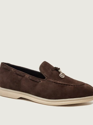 Guess Loafersy Aryanai | zamsz brązowy