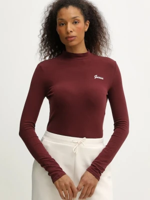 Guess longsleeve ALBA kolor bordowy z półgolfem V5BP10 KCBF1