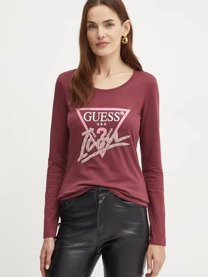 Guess longsleeve bawełniany kolor bordowy W4BI21 I3Z14